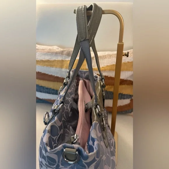 Coach Ashley Signature Sateen Large Satchel Bag Gray Khaki F18450 - Picture 6 of 15